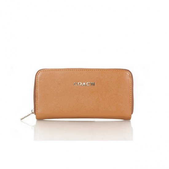 Coach Zip In Saffiano Small Brown Wallets FFF | Coach Outlet Canada